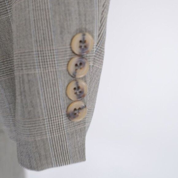 Tommy Hilfiger Worsted Wool Tan Plaid W/ Blue Windowpane 40R 2 Button Sport Coat - Picture 3 of 13